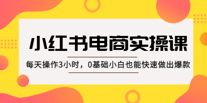 小红书·电商实操课：每天操作3小时，0基础小白也能快速做出爆款！-创客军团