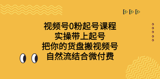 视频号0粉起号课程 实操带上起号 把你的货盘搬视频号 自然流结合微付费-创客军团