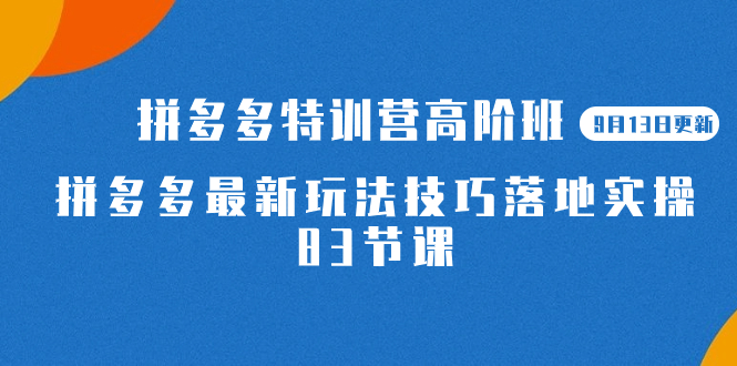 2023拼多多·特训营高阶班【9月19日更新】拼多多最新玩法技巧落地实操-83节-创客军团