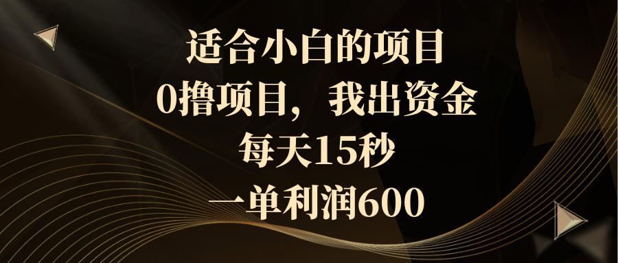 适合小白的项目，0撸项目，我出资金，每天15秒，一单利润600-创客军团