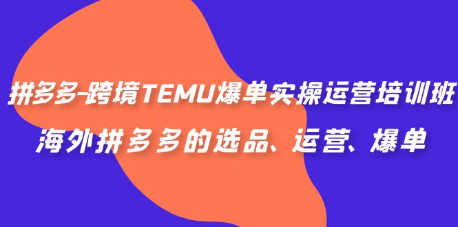 拼多多-跨境TEMU爆单实操运营培训班，海外拼多多的选品、运营、爆单-创客军团