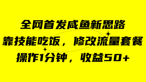 咸鱼冷门新玩法，靠“技能吃饭”，修改流量套餐，操作1分钟，收益50+-创客军团