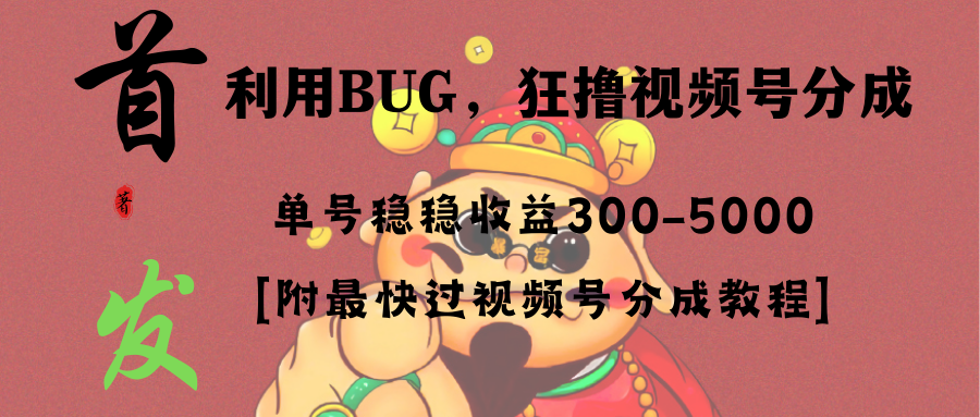 全网独家首发，视频号BUG，超短期项目，单号每日净收益300-5000！-创客军团