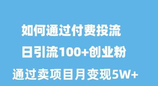 （10189期）如何通过付费投流日引流100+创业粉月变现5W+-创客军团