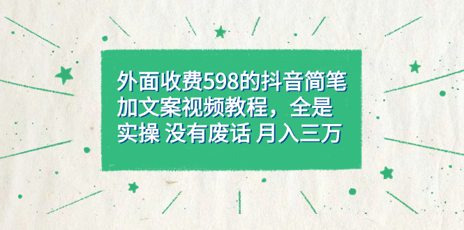 外面收费598抖音简笔加文案教程，全是实操 没有废话 月入三万（教程+资料）-创客军团