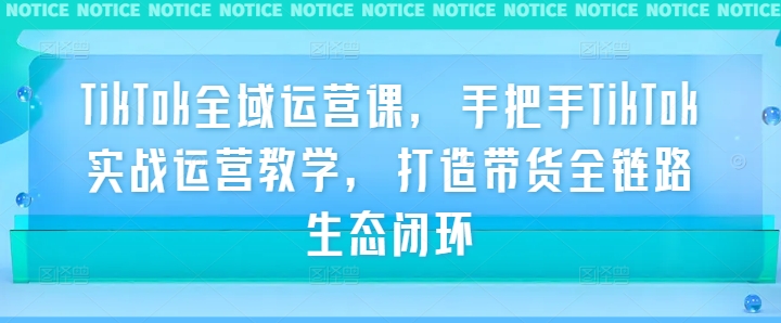 TikTok全域运营课，手把手TikTok实战运营教学，打造带货全链路生态闭环-创客军团