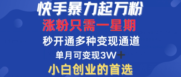 快手暴力起万粉，涨粉只需一星期，多种变现模式，直接秒开万合，单月变现过W【揭秘】-创客军团